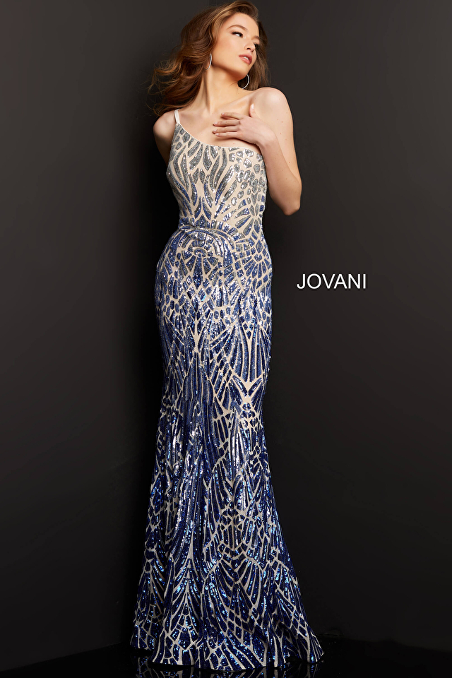 Jovani 06469 royal silver dress